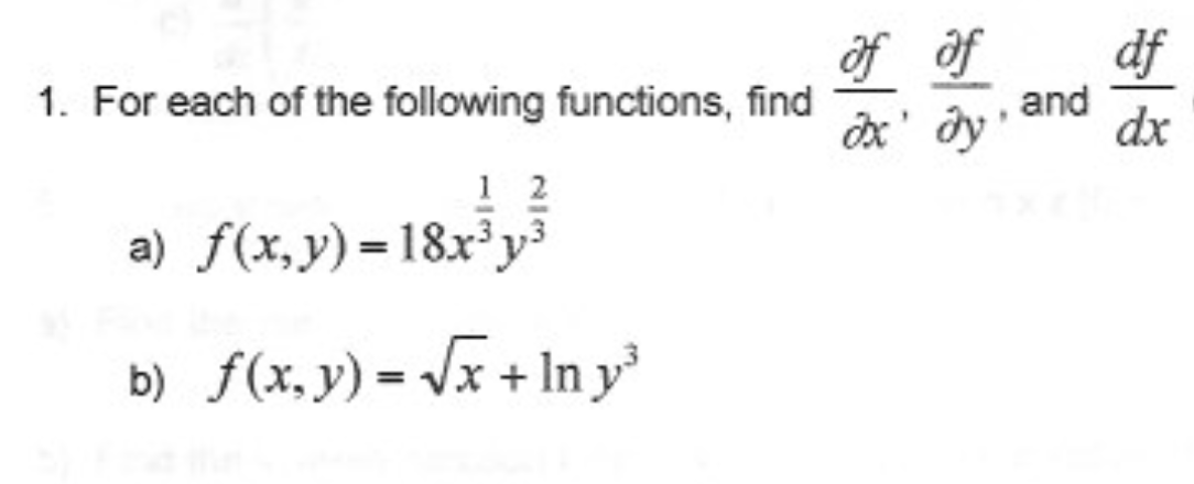 Solved For each of the following functions, find f(x, | Chegg.com