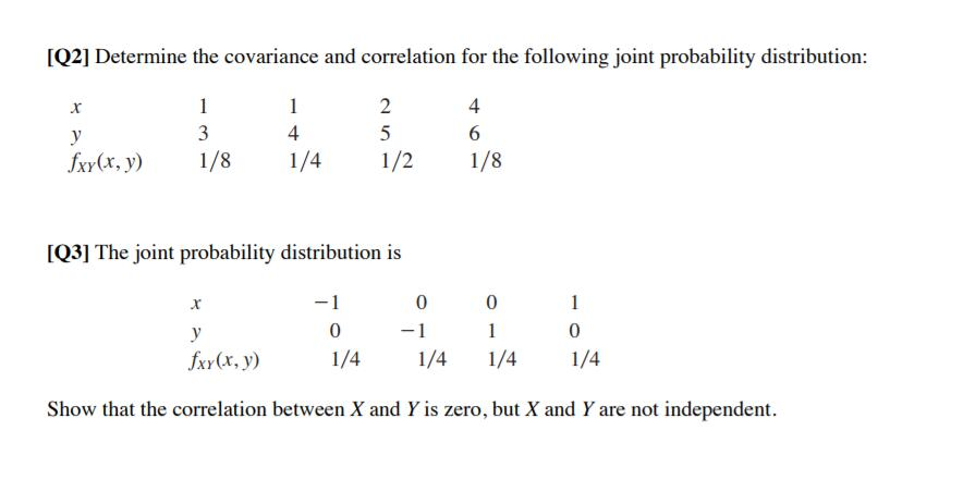 Solved 1021 Determine The Covariance And Correlation For