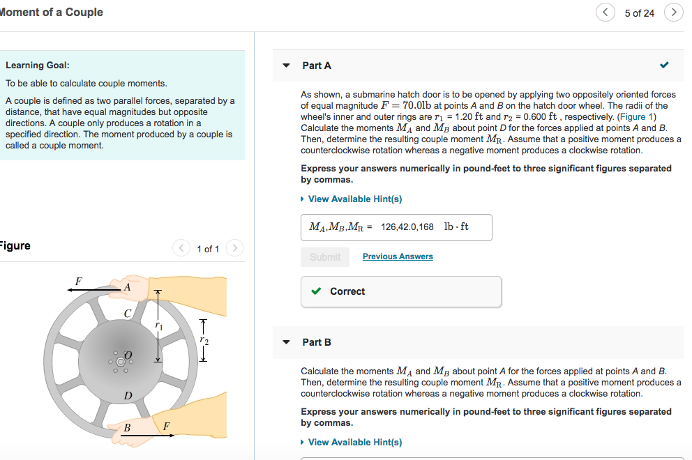 Solved Moment Of A Couple 5 Of 24> Learning Goal Part A To | Chegg.com