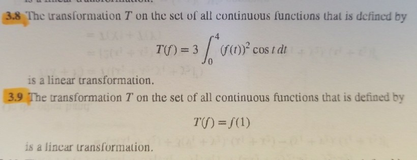 Solved 3.8 The transformation T on the set of all continuous | Chegg.com