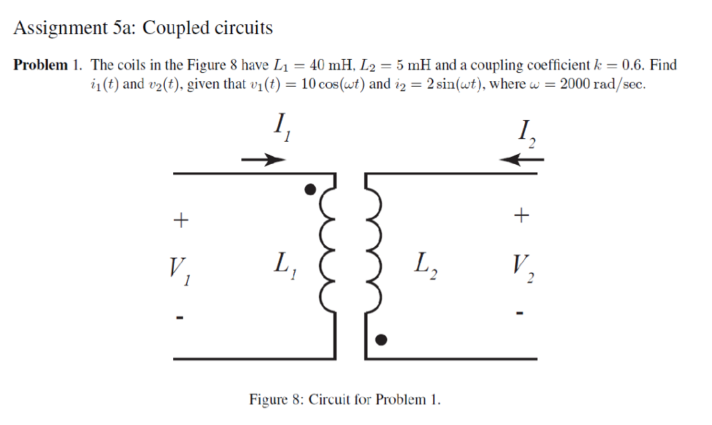 Solved Assignment 5a: Coupled circuits Problem 1. The coils | Chegg.com