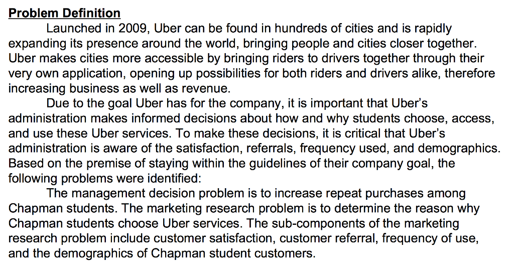Problem Uber Example Solved A questionnaire focused on improving the overall | Chegg.com