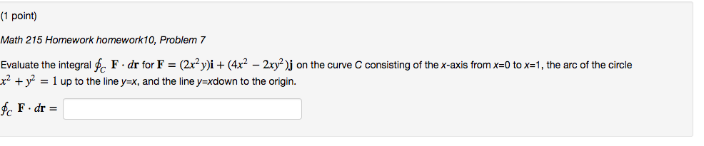 Solved 1 point) Math 215 Homework homework10, Problem 7 | Chegg.com