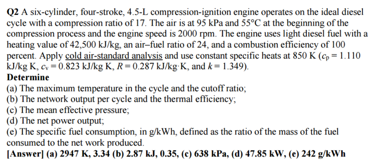 A Six cylinder Four stroke 4 5 L Chegg