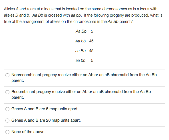 Solved Alleles A and a are at a locus that is located on the | Chegg.com