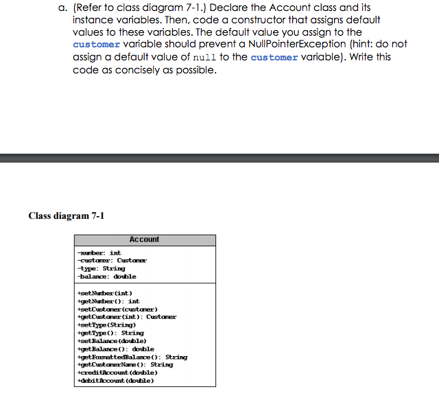 Solved a. (Refer to class diagram 71.) Declare the Account