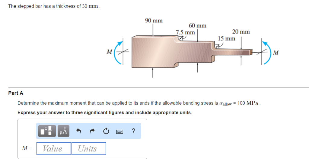 Solved The Stepped Bar Has A Thickness Of 30 Mm 90 Mm 60 Mm | Chegg.com