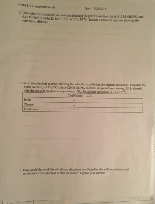 Solved Determine The Hydronium Ion Concentration And The PH Chegg