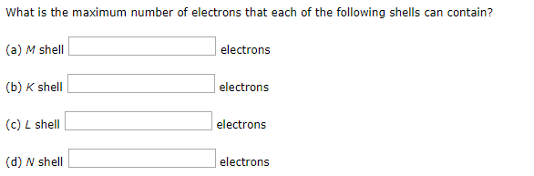 the maximum number of electrons the k shell can hold is