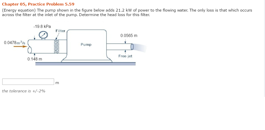 Solved The pump shown in the figure below adds 21.2 kW of | Chegg.com