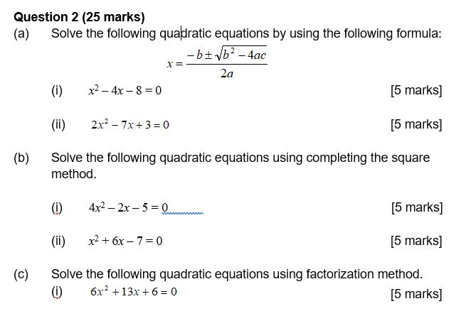 Solved Question 2 (25 marks) (a) Solve the following | Chegg.com