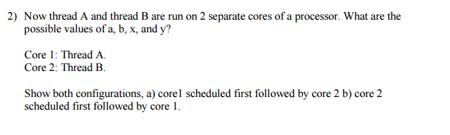 Solved 1) The Following Shows Two Threads, Thread A And | Chegg.com