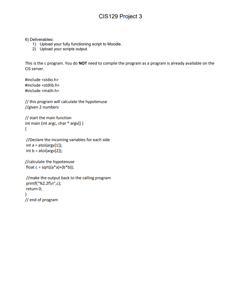 CIS129 Project 3 1. Write a script that will take 2 | Chegg.com