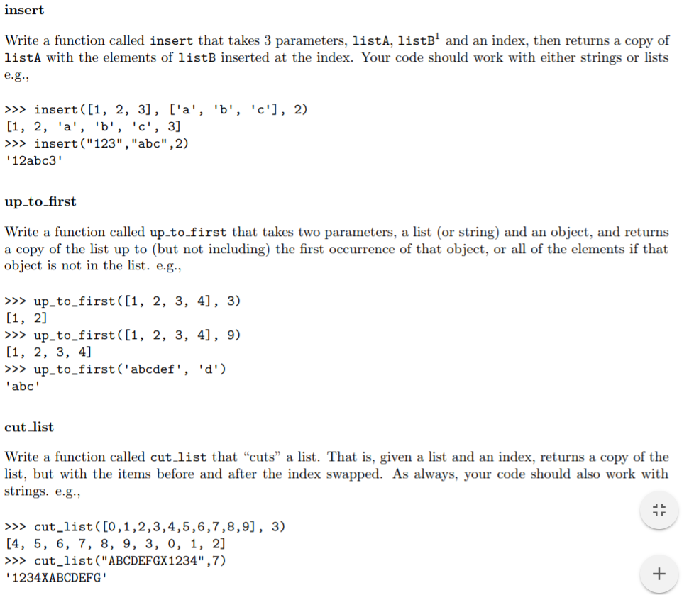 Solved insert Write a function called insert that takes 3 | Chegg.com