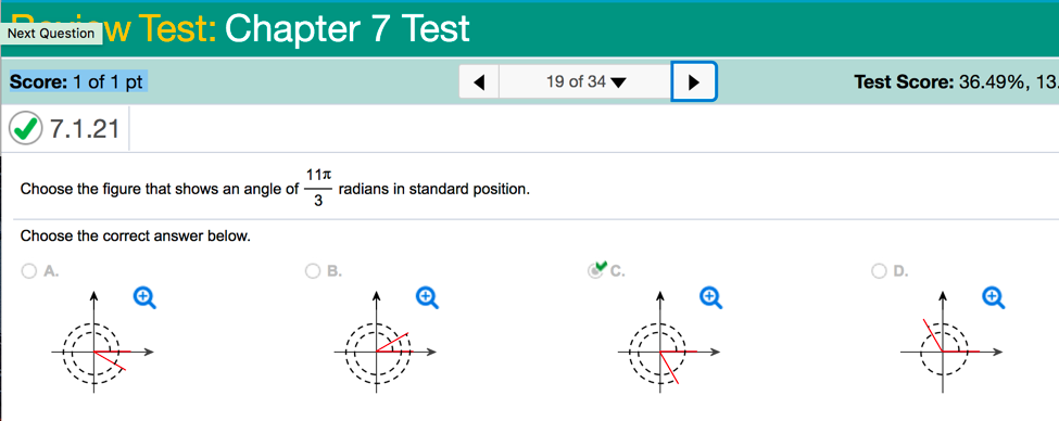 Solved Choose the figure that shows an angle of 11 pi/3 | Chegg.com