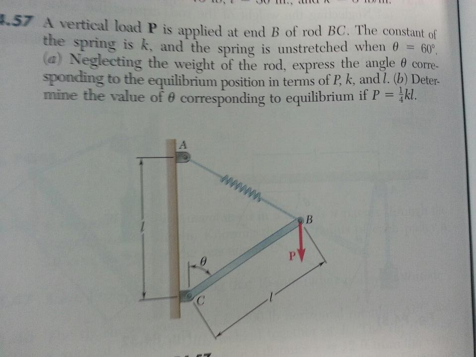Solved A vertical load P is applied at end B of rod BC. The | Chegg.com
