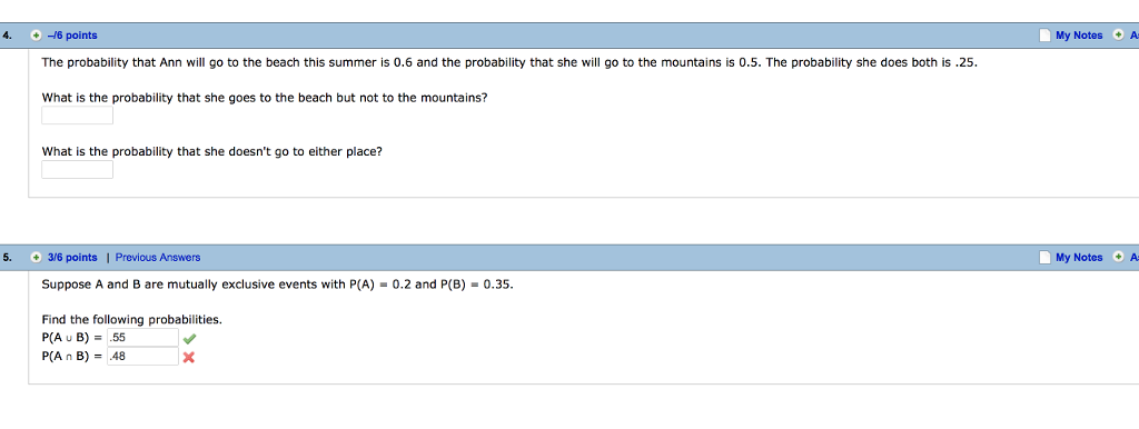 Solved 4. /6 points My Notes A The probability that Ann will | Chegg.com