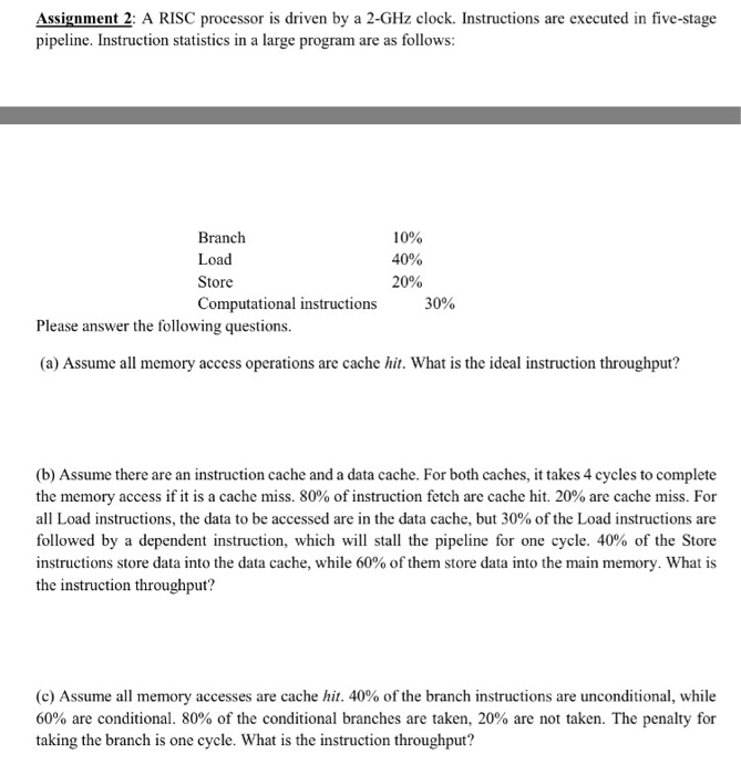 Solved A RISC processor is driven by a 2GHz clock.