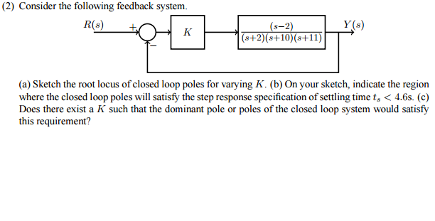 Consider the following feedback system. Sketch the | Chegg.com