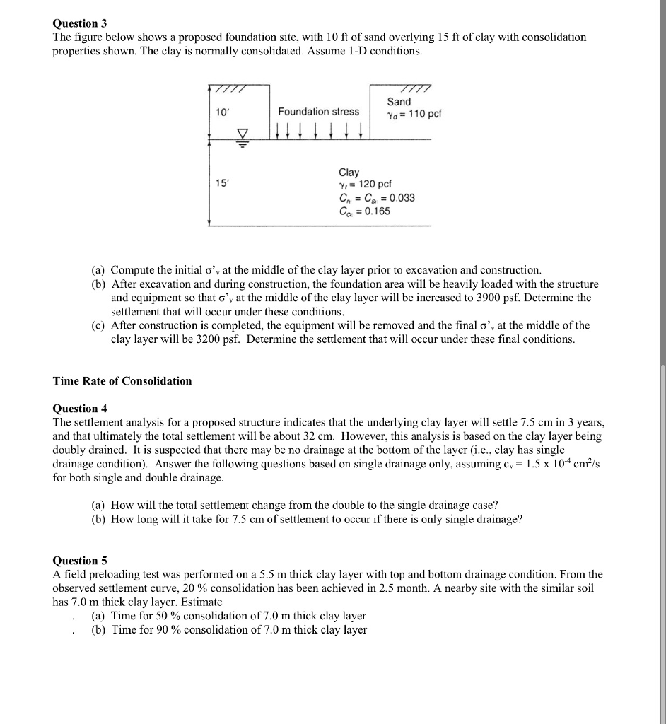 Solved The figure below shows a proposed foundation site, | Chegg.com