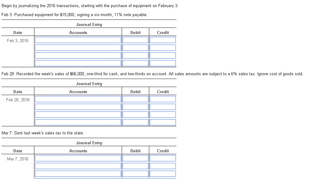 Solved Begin by journalizing the 2016 transactions, starting