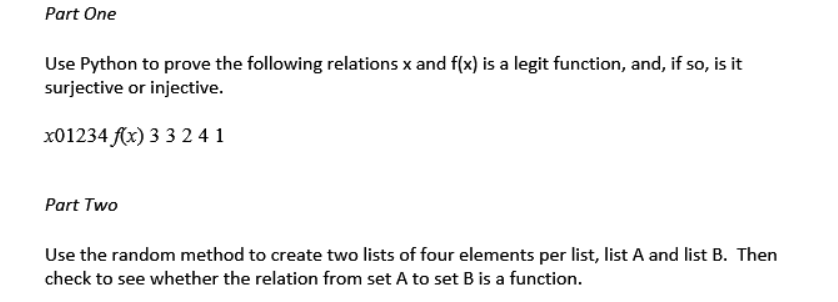Part One Use Python to prove the following relations | Chegg.com