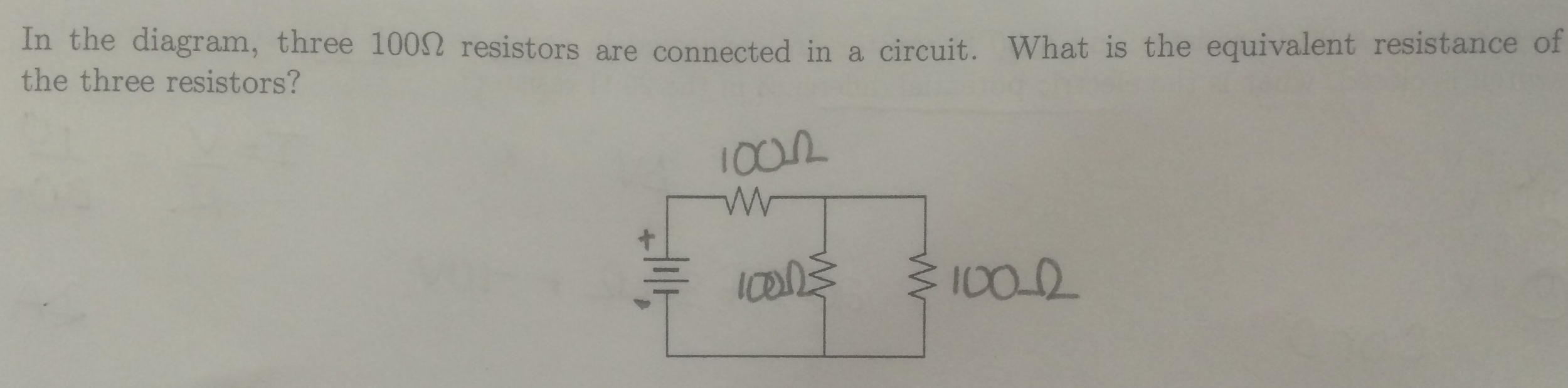 Solved In the diagram, three 100 ohm resistors are connected
