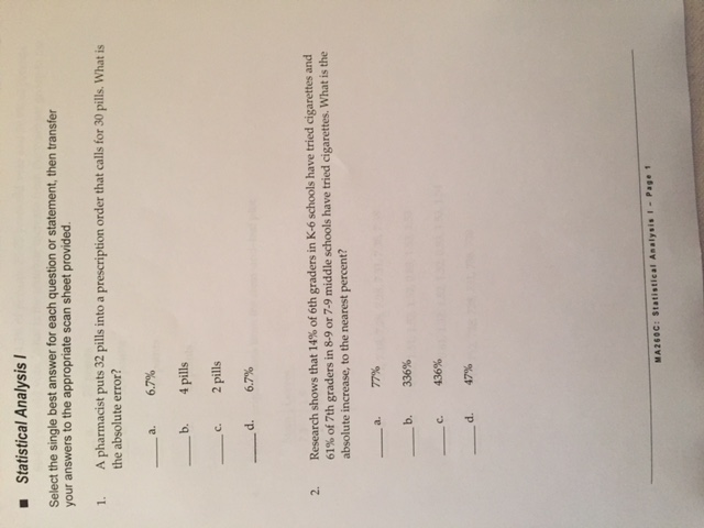 Solved Select the single best answer for each question or | Chegg.com