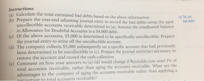 Solved P8-1A Reynolds.com uses the allowance method of | Chegg.com