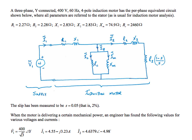 Solved A Three-phase, Y-connected, 400 V, 60 Hz, 4-pole | Chegg.com