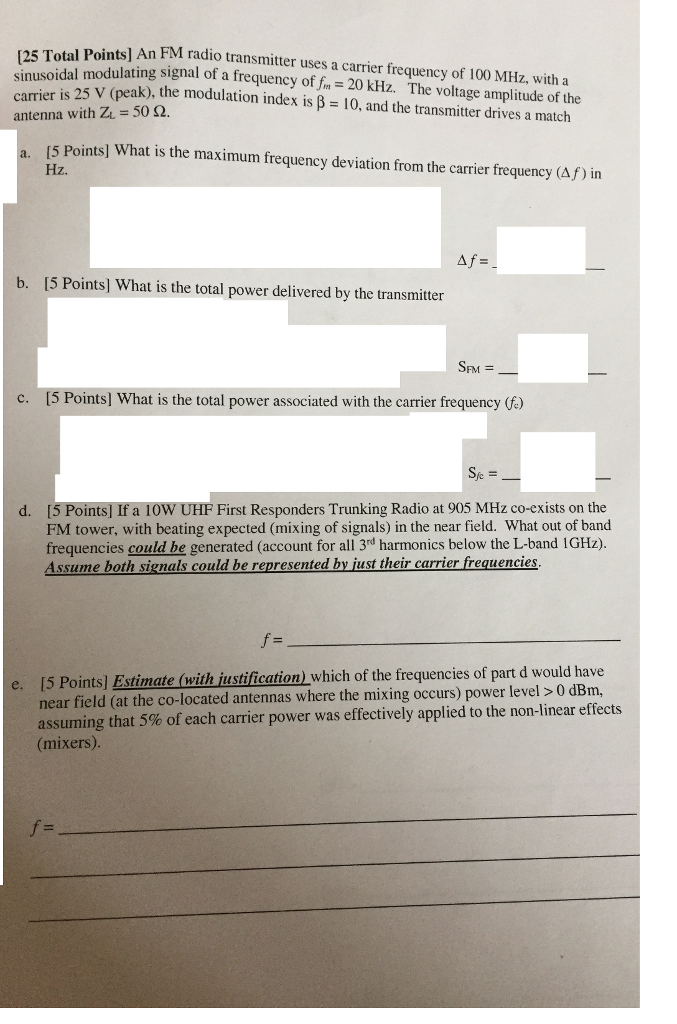 ints] An FM radio transmitter uses a carrier