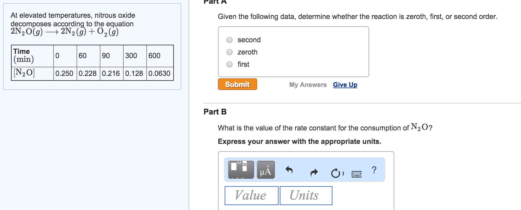 At elevated temperatures, nitrous oxide