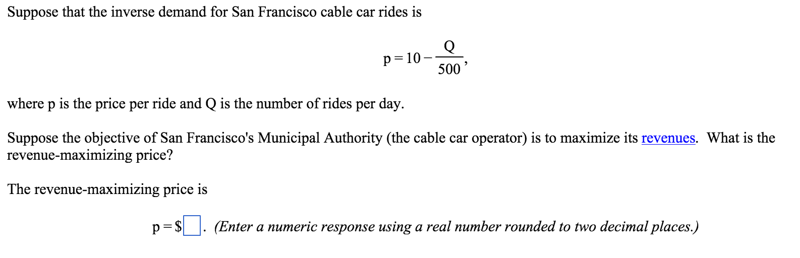 Solved Suppose that the inverse demand for San Francisco
