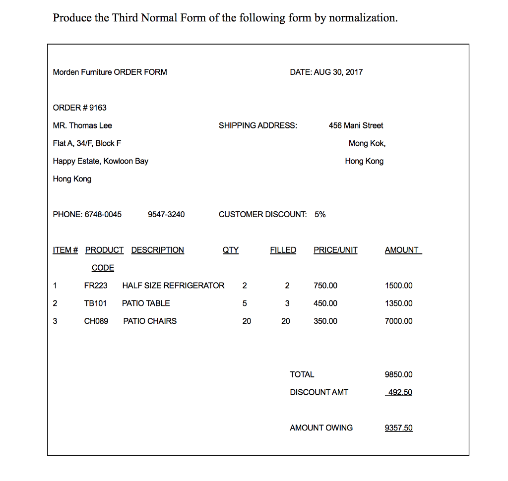 solved-produce-the-third-normal-form-of-the-following-form-chegg