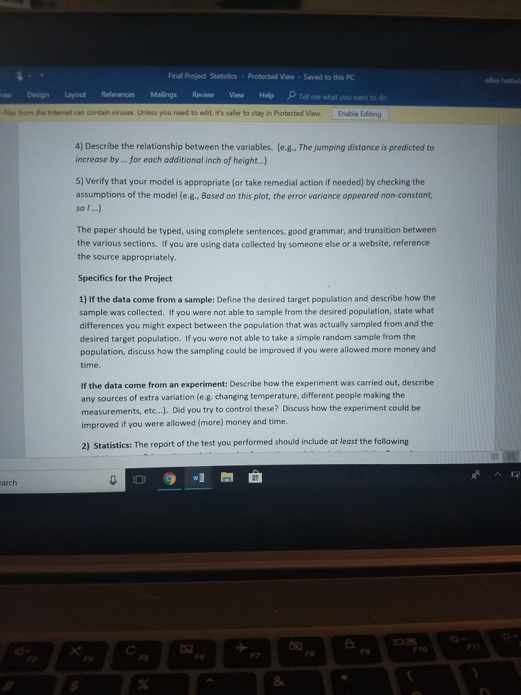 Solved final project statistics using technology such as chegg