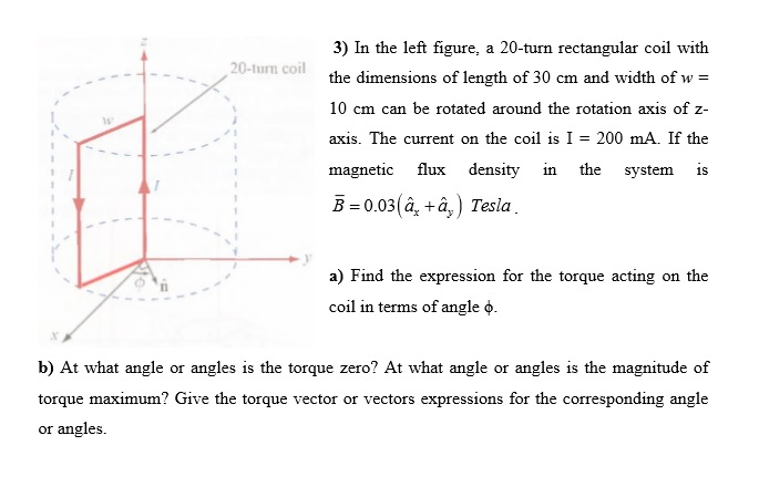 Solved 3) In the left figure, a 20-turn rectangular coil | Chegg.com