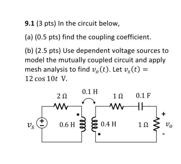 Solved In the circuit below, find the coupling coefficient.