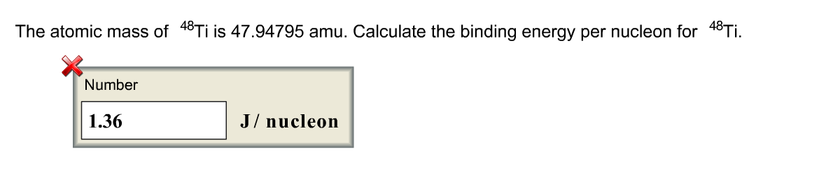 Solved The atomic mass of 48Ti is 47.94795 amu. Calculate | Chegg.com