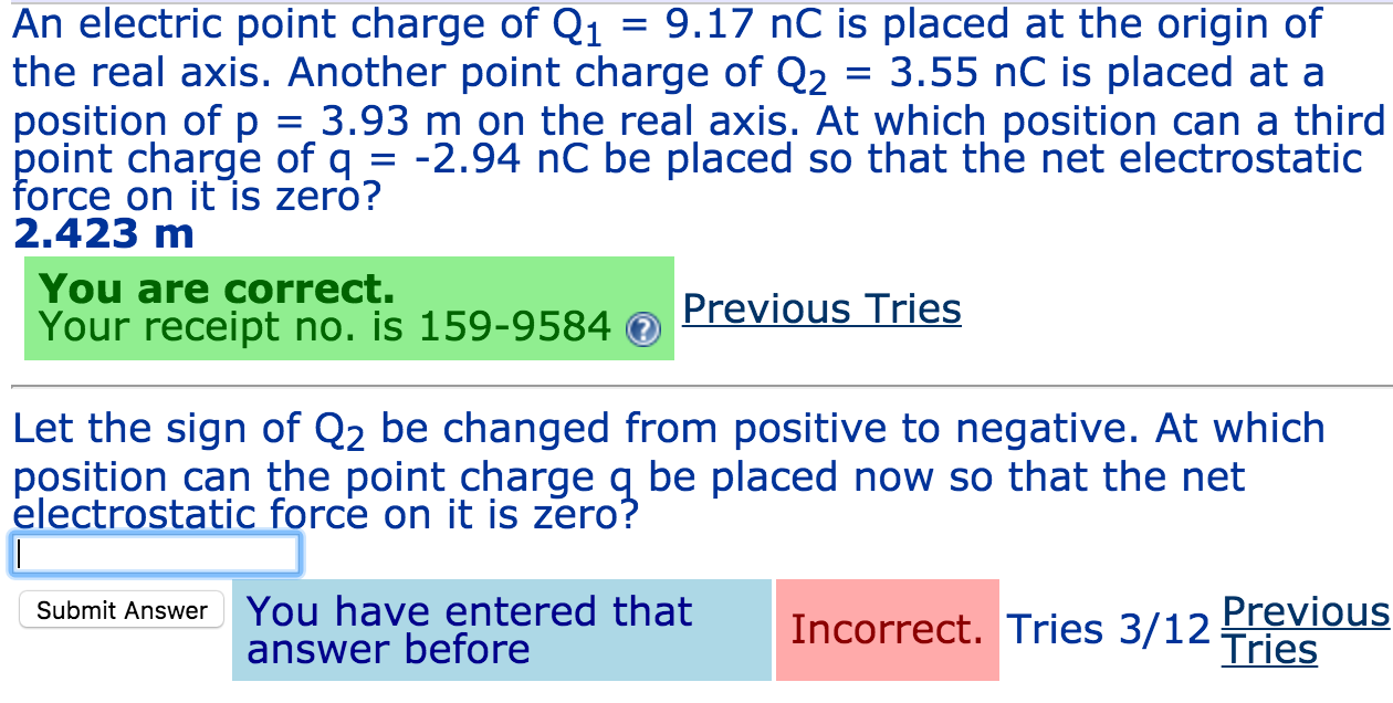 Solved An electric point charge of Q_1 = 9.17 nC is placed | Chegg.com