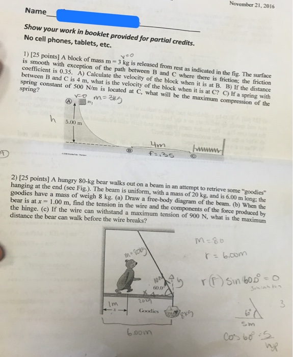 Solved A block of mass m = 3 kg is released from rest as | Chegg.com