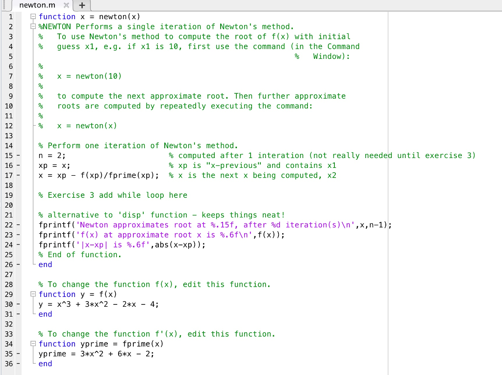 Solved Newtons Method In Matlab During This Module We Are