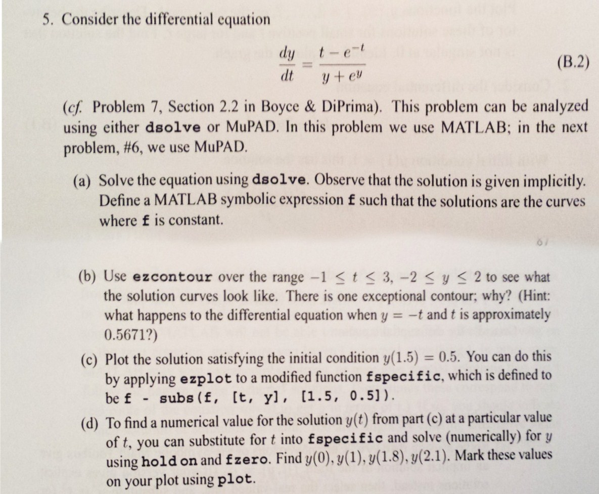 5. Consider the differential equation (B.2) dt (cf | Chegg.com