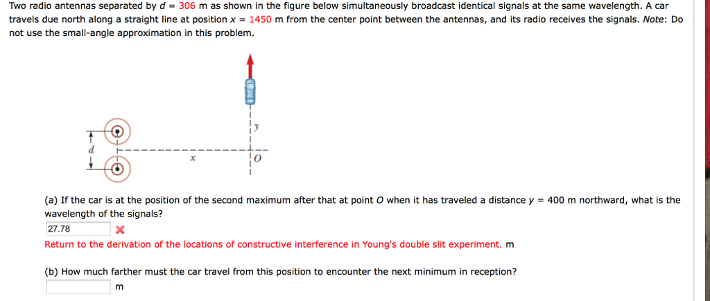 Solved Two radio antennas separated by d = 306 m as shown in | Chegg.com