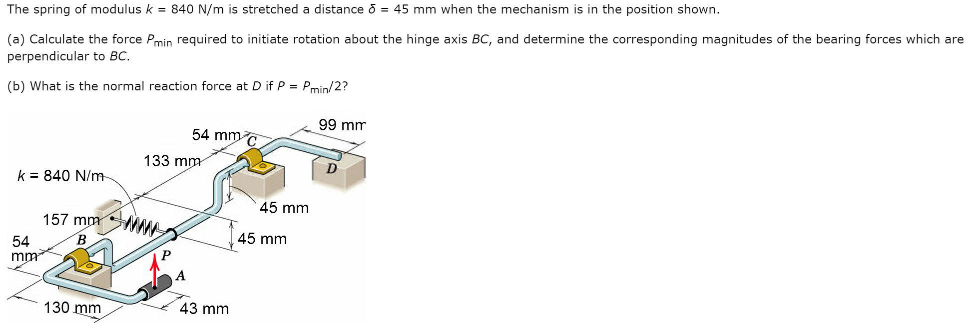 Solved The spring of modulus k = 840 N/m is stretched a