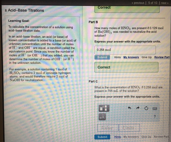 Solved To calculate the concentration of a solution using