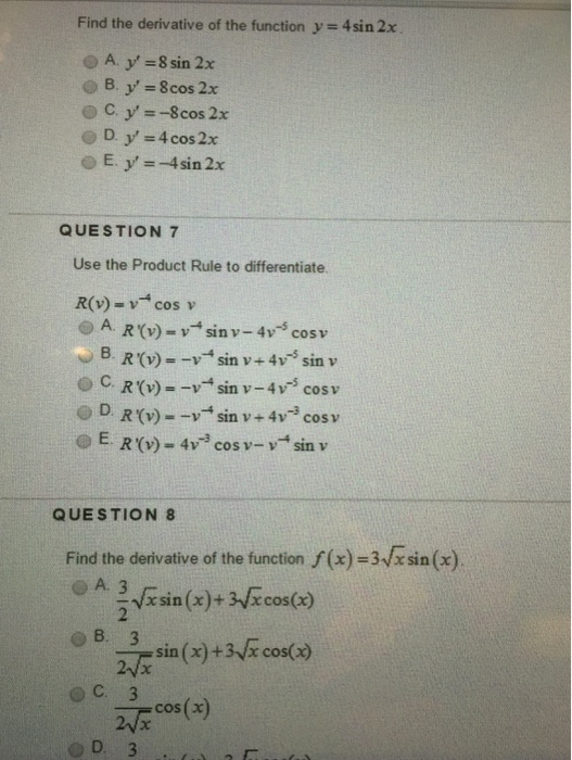 find the derivative of the function y x sin 4 x