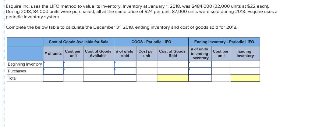 solved-esquire-inc-uses-the-lifo-method-to-value-its-chegg