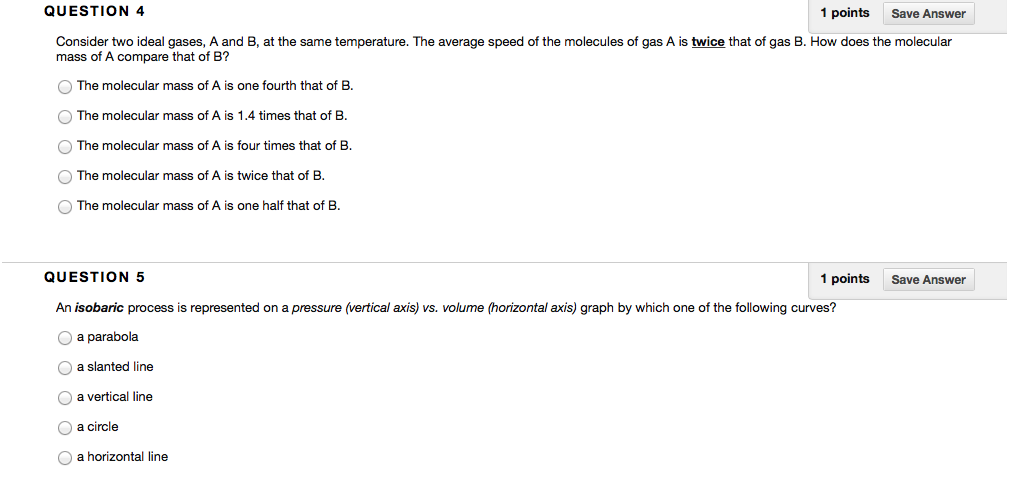 Solved Consider two ideal gases, A and B, at the same | Chegg.com