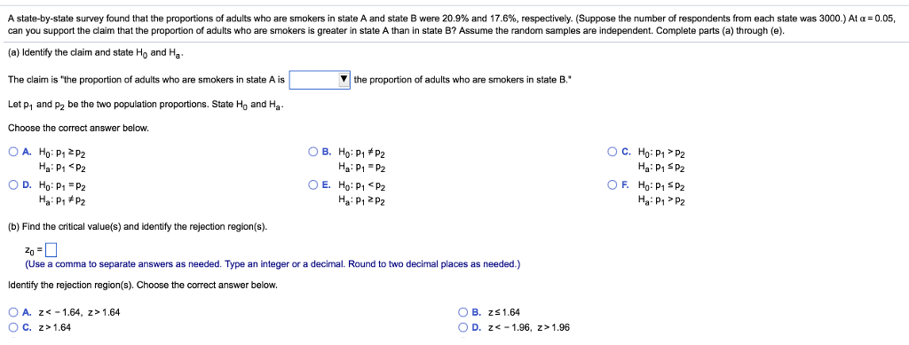 Solved A state-by-state survey found that the proportions of | Chegg.com