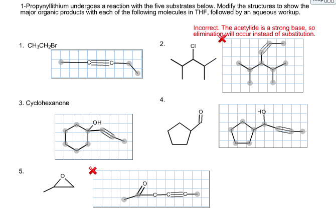 Solved 1-Propynyllithium undergoes a reaction with the five | Chegg.com